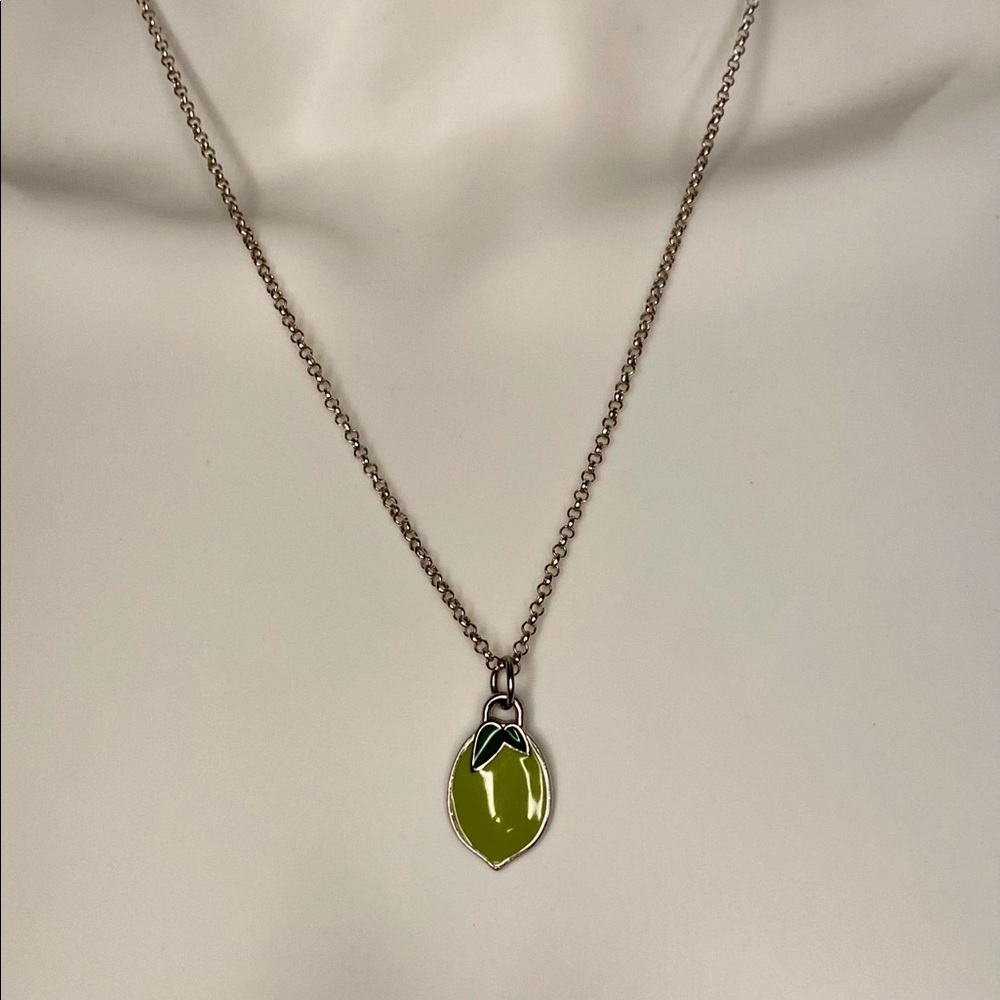 Coach Green Enamel Lime .925 Sterling Necklace